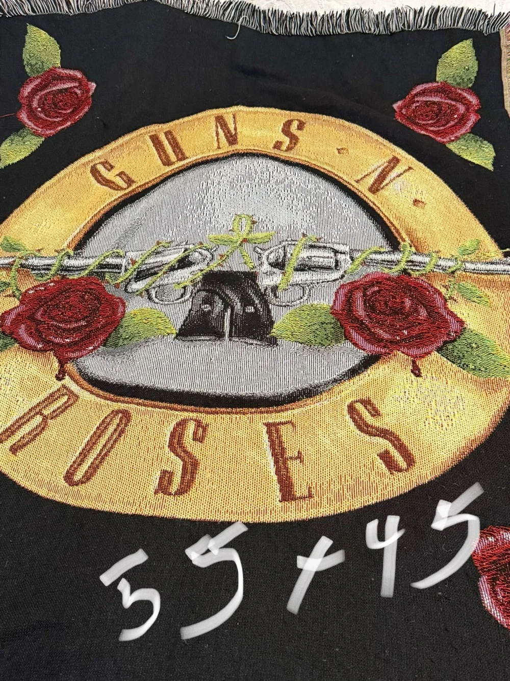VTG Guns N Roses Woven Tapestry Wall Hanging HTF Rose Rock Decor 55x45 EUC AFD
